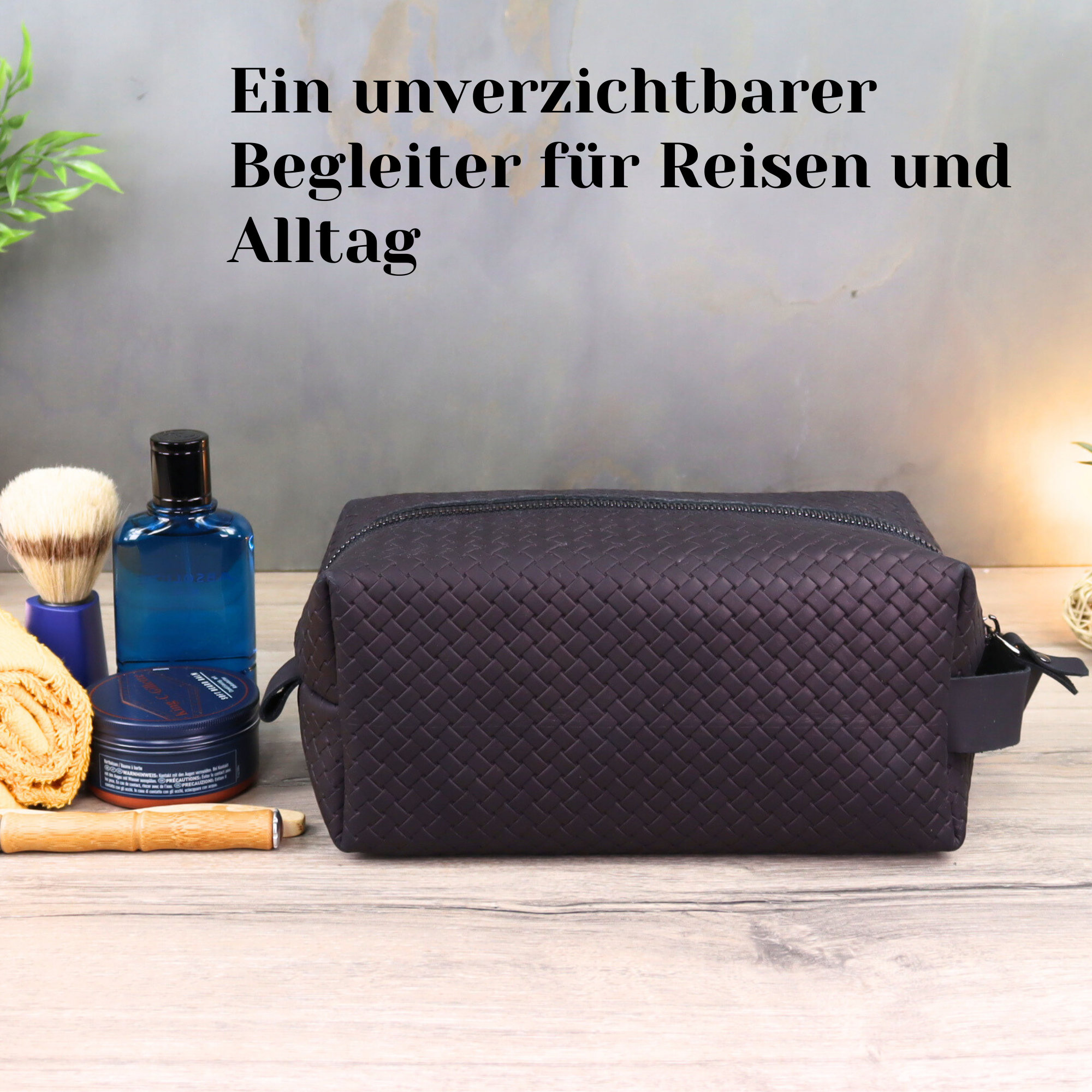 Echt Leder Herren Kulturbeutel