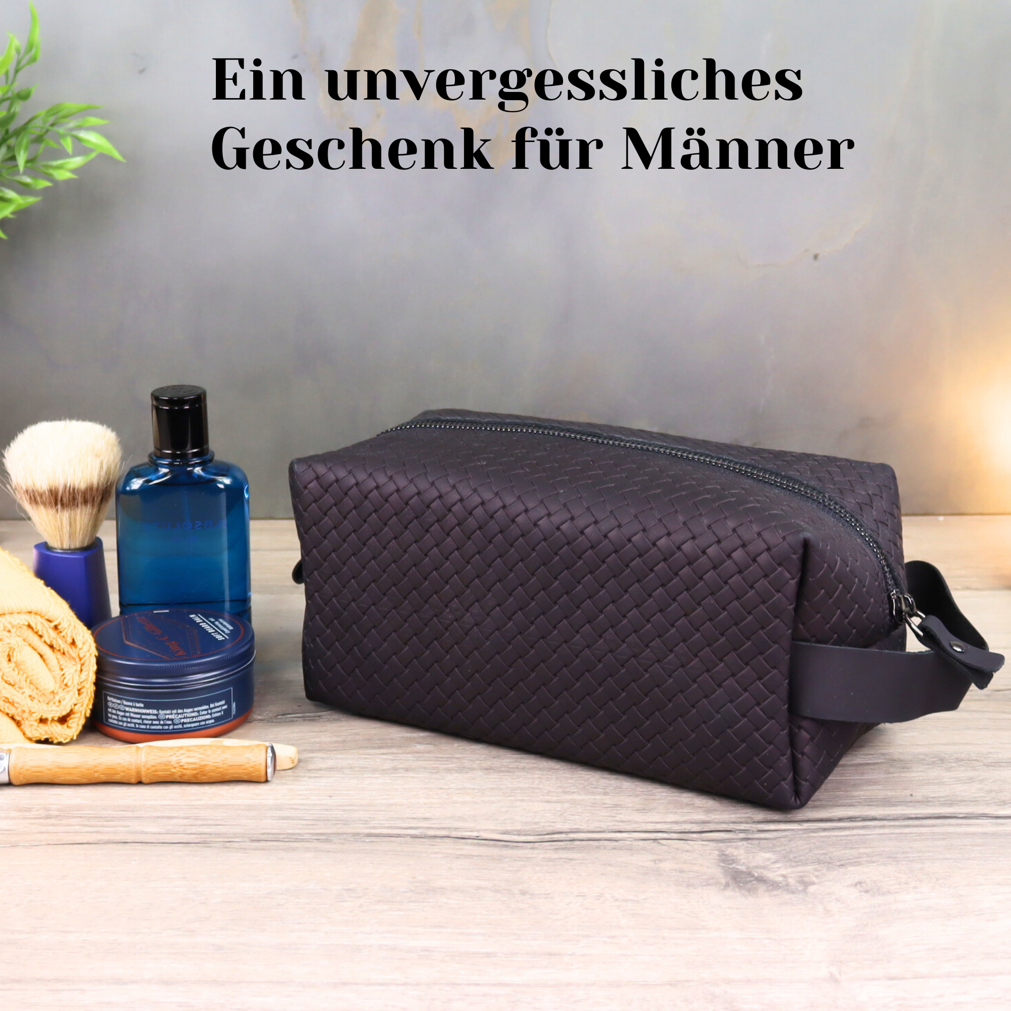 Echt Leder Herren Kulturbeutel