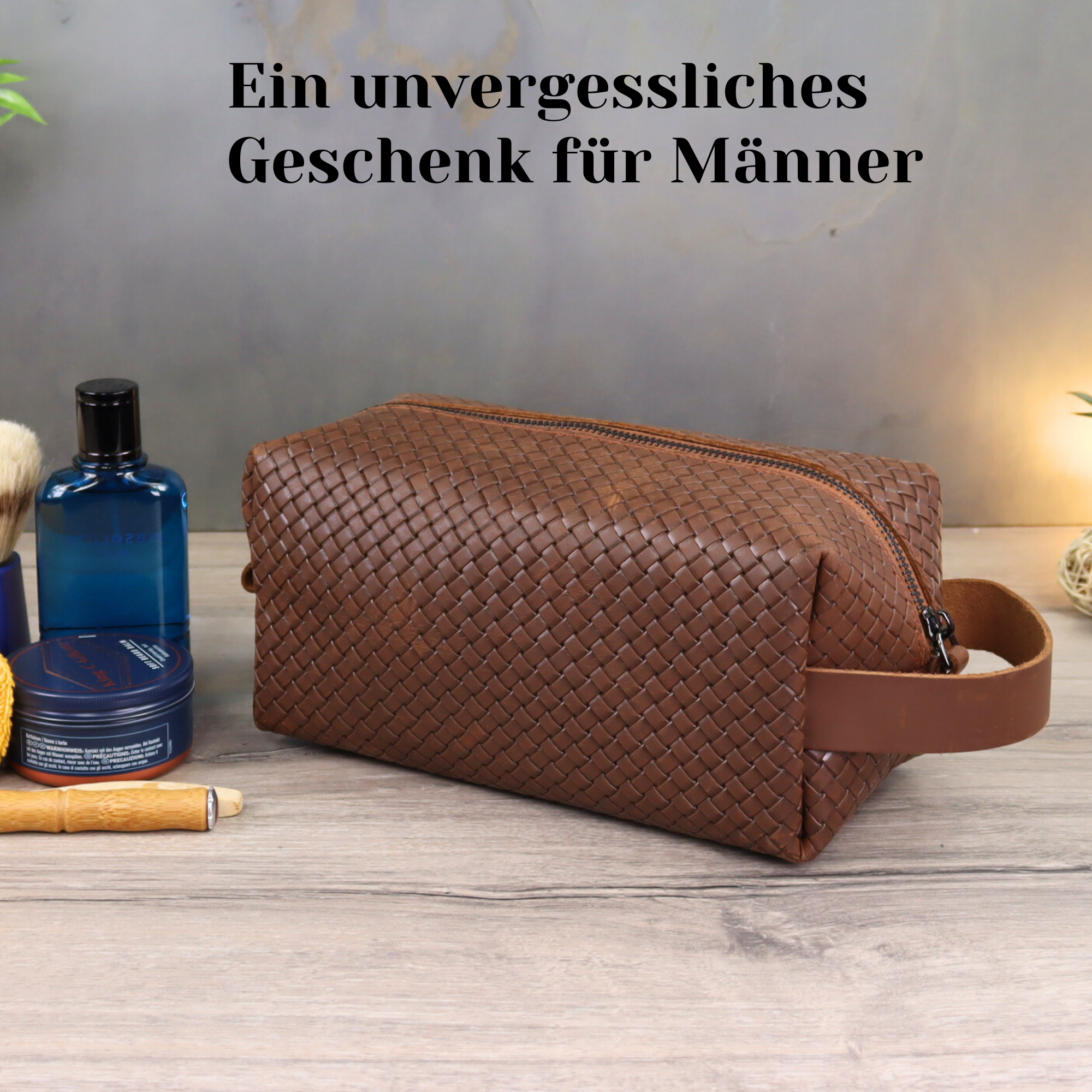 Echt Leder Herren Kulturbeutel