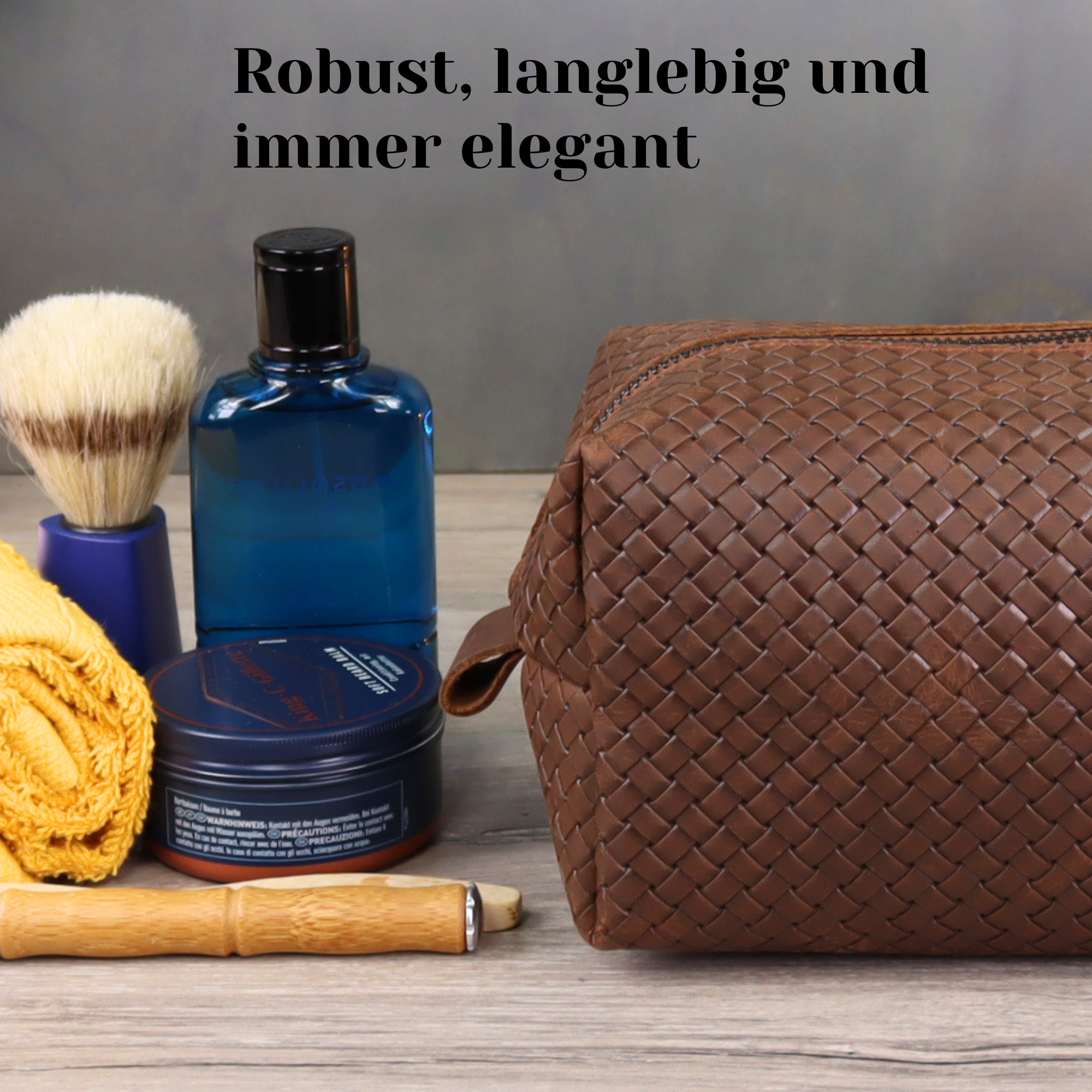 Echt Leder Herren Kulturbeutel