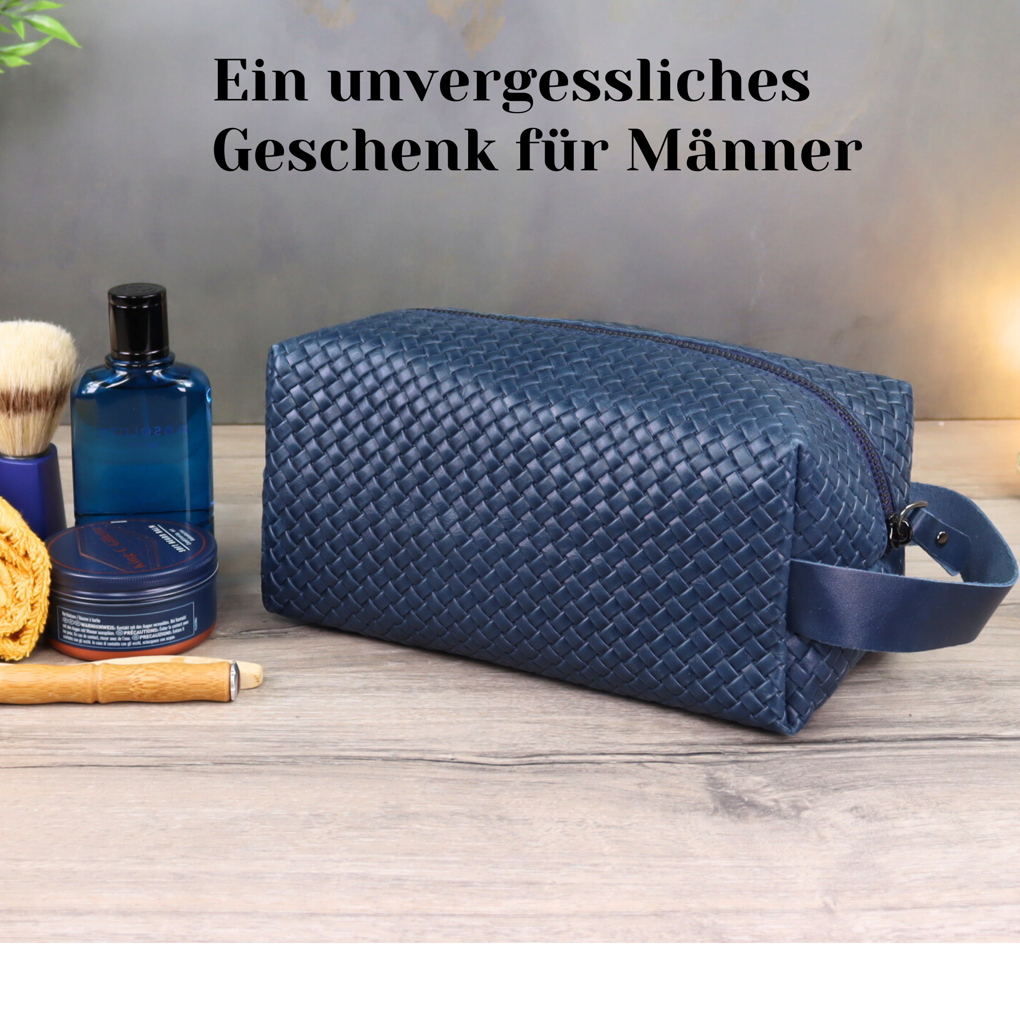 Echt Leder Herren Kulturbeutel