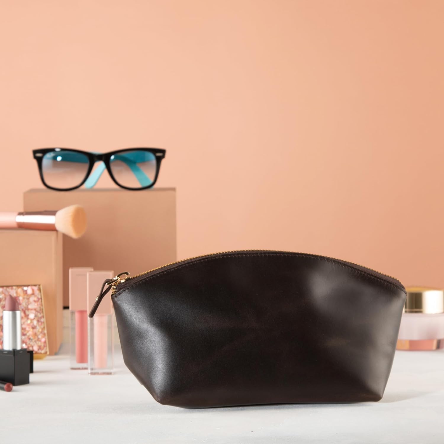 Premium Leder Kosmetiktasche Avanza Chestnut