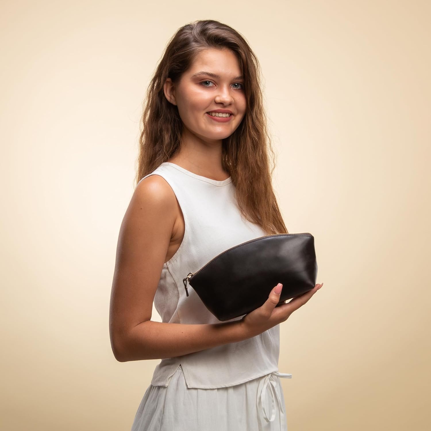 Premium Leder Kosmetiktasche Avanza Chestnut