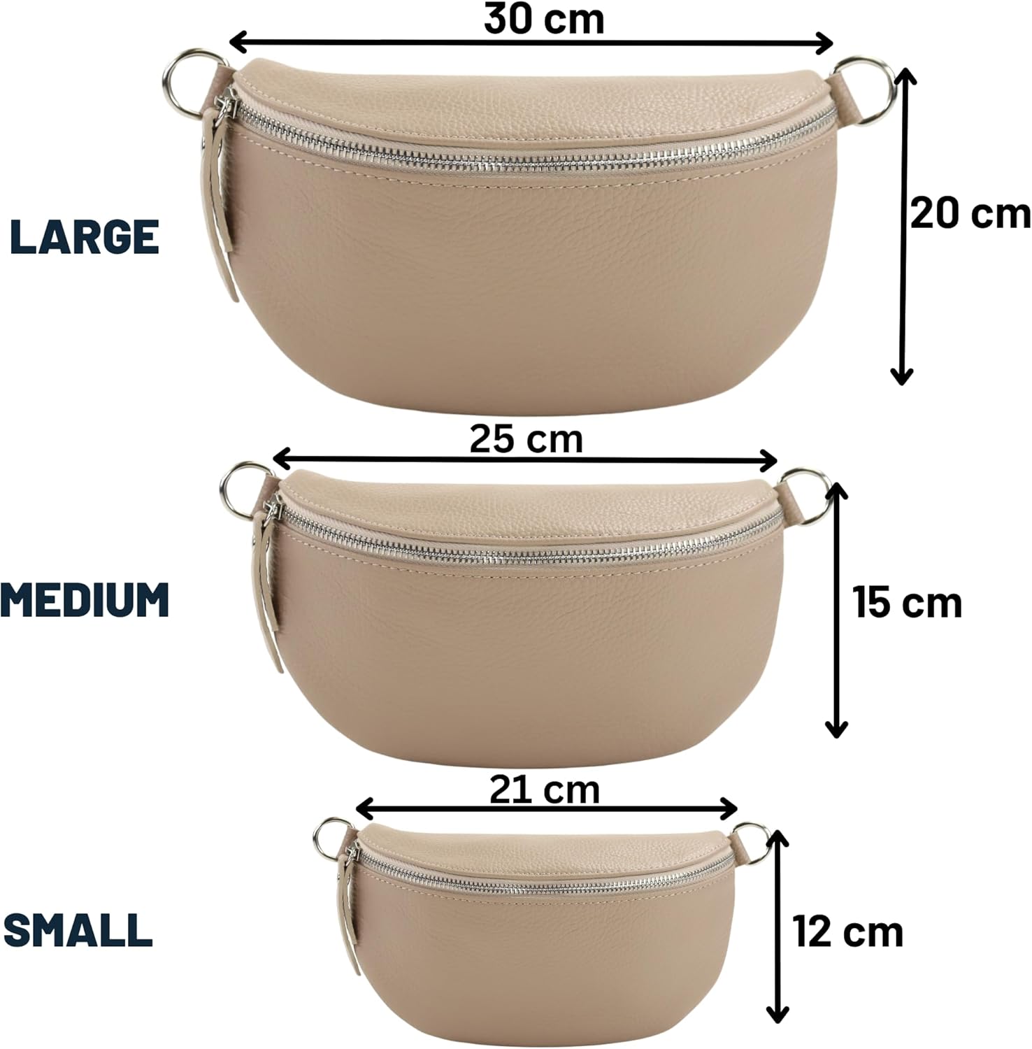 Premium Echtleder Damen Bauchtaschen Beige