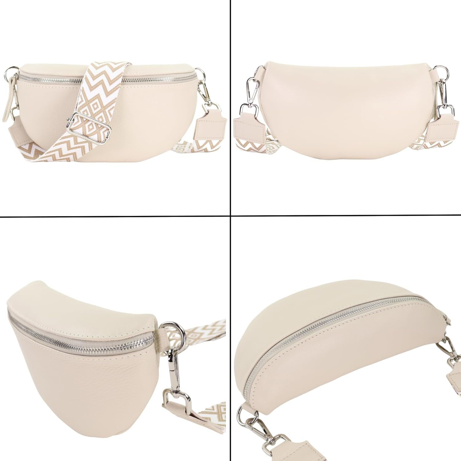 Premium Echtleder Damen Bauchtaschen creme