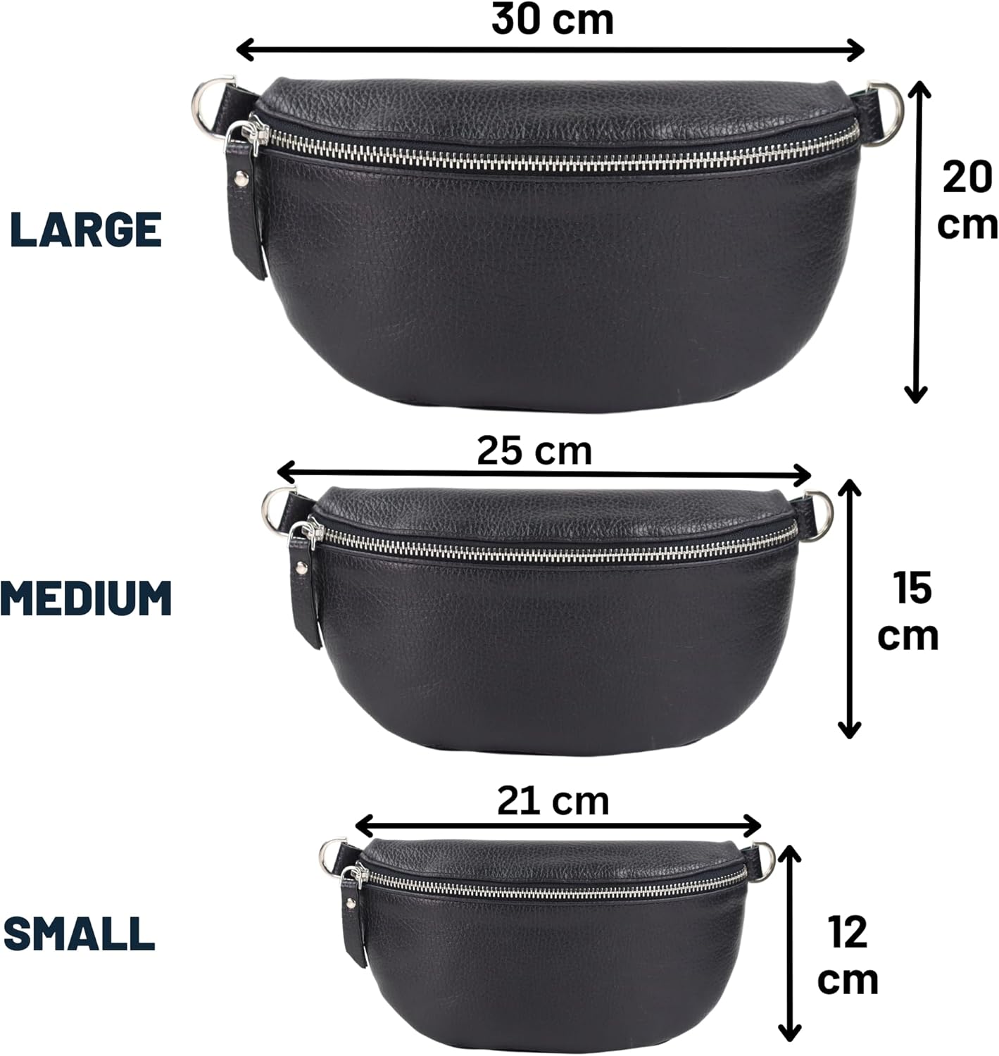 Premium Echtleder Damen Bauchtaschen Schwarz