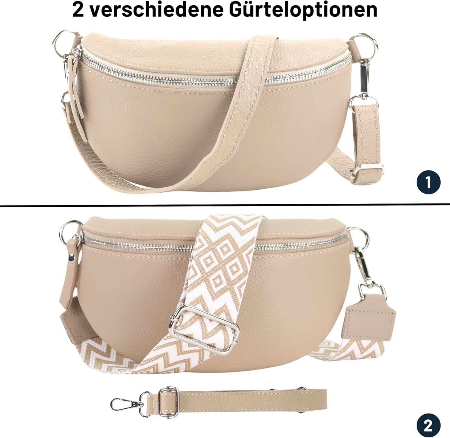 Premium Echtleder Damen Bauchtaschen Beige
