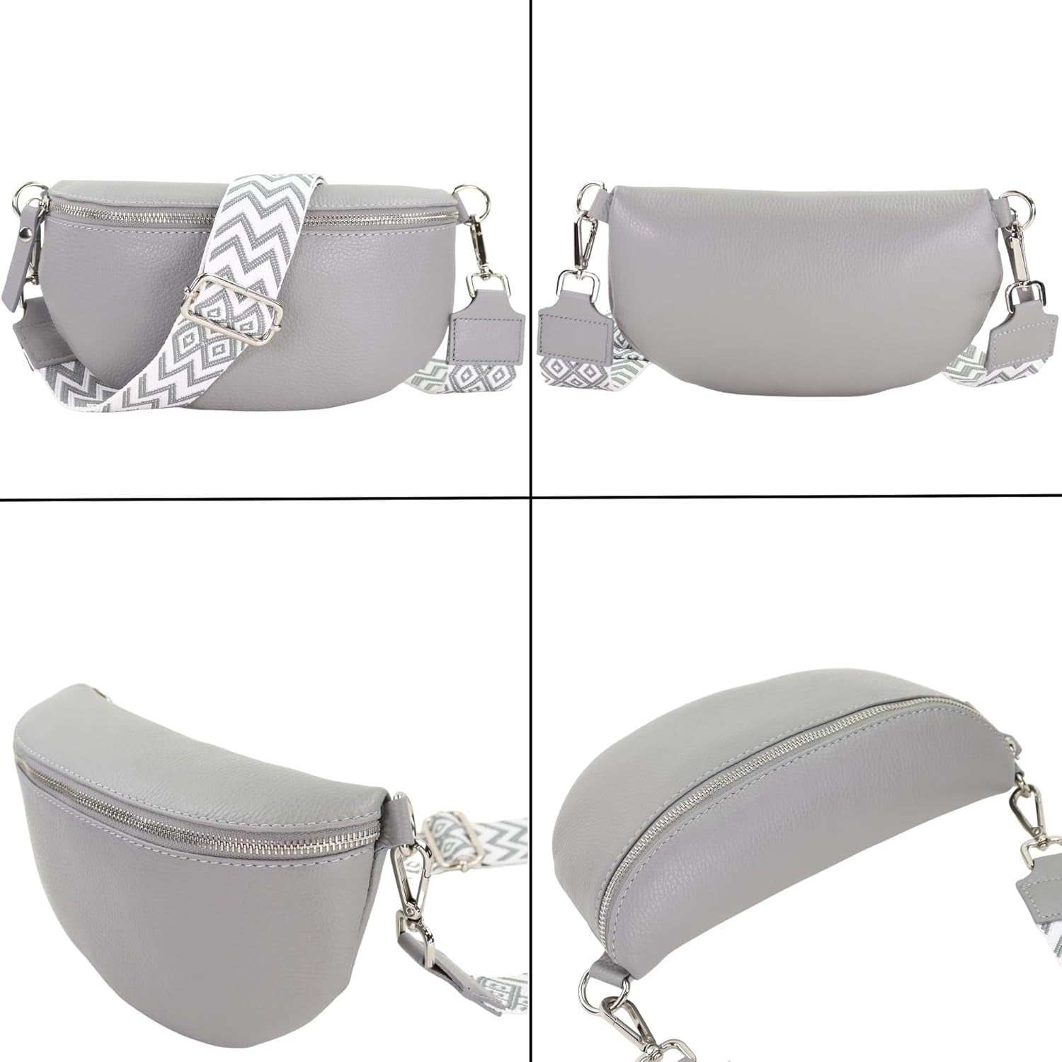 Premium Echtleder Damen Bauchtaschen Grau