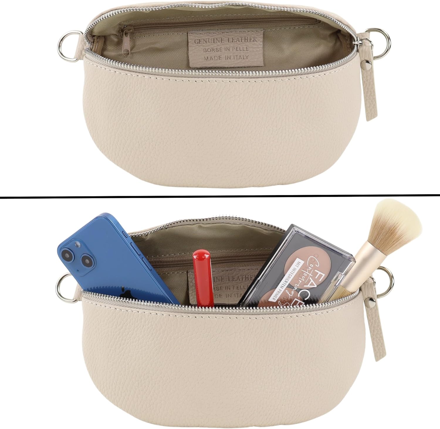 Premium Echtleder Damen Bauchtaschen creme