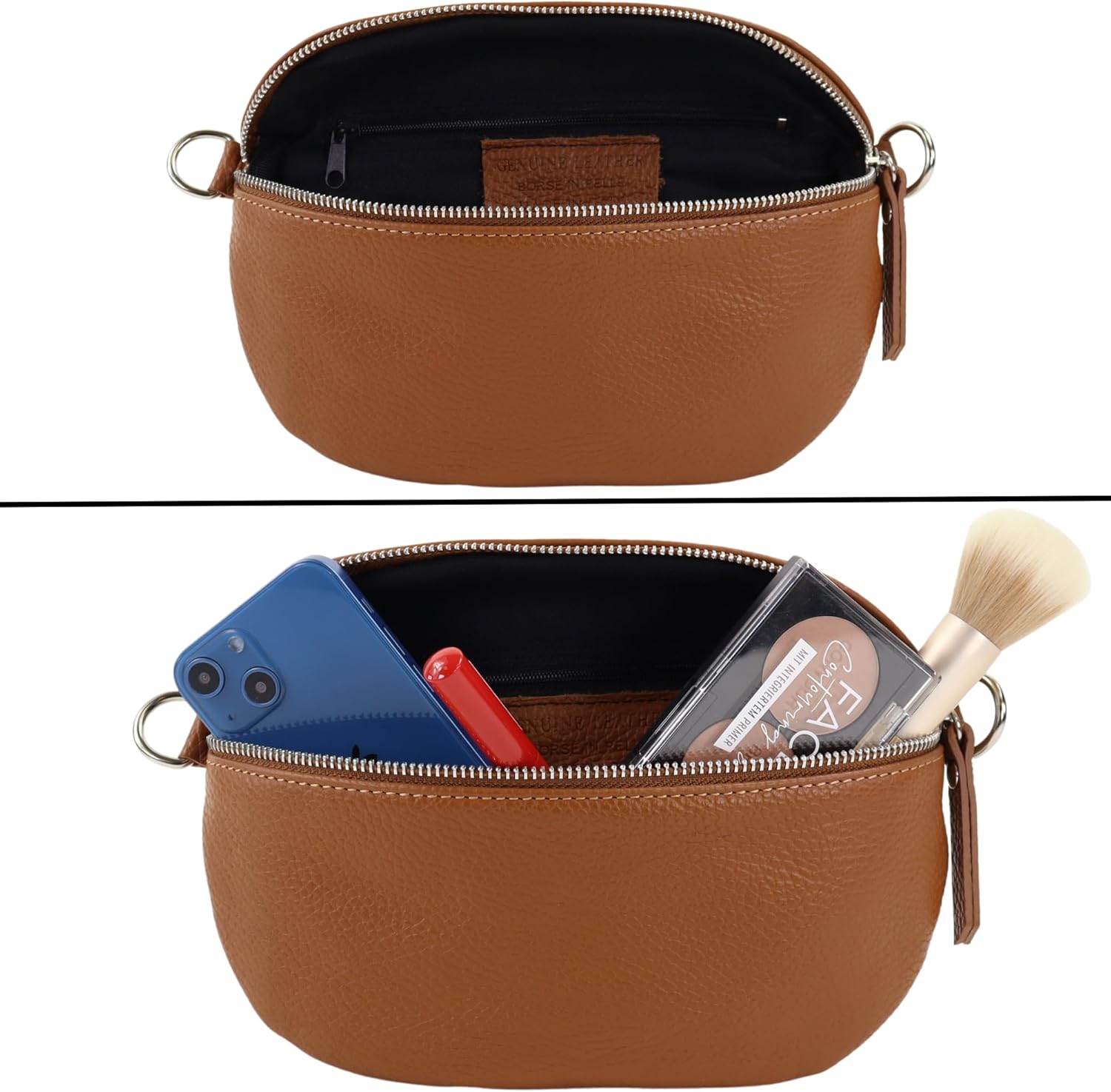 Premium Echtleder Damen Bauchtaschen Braun