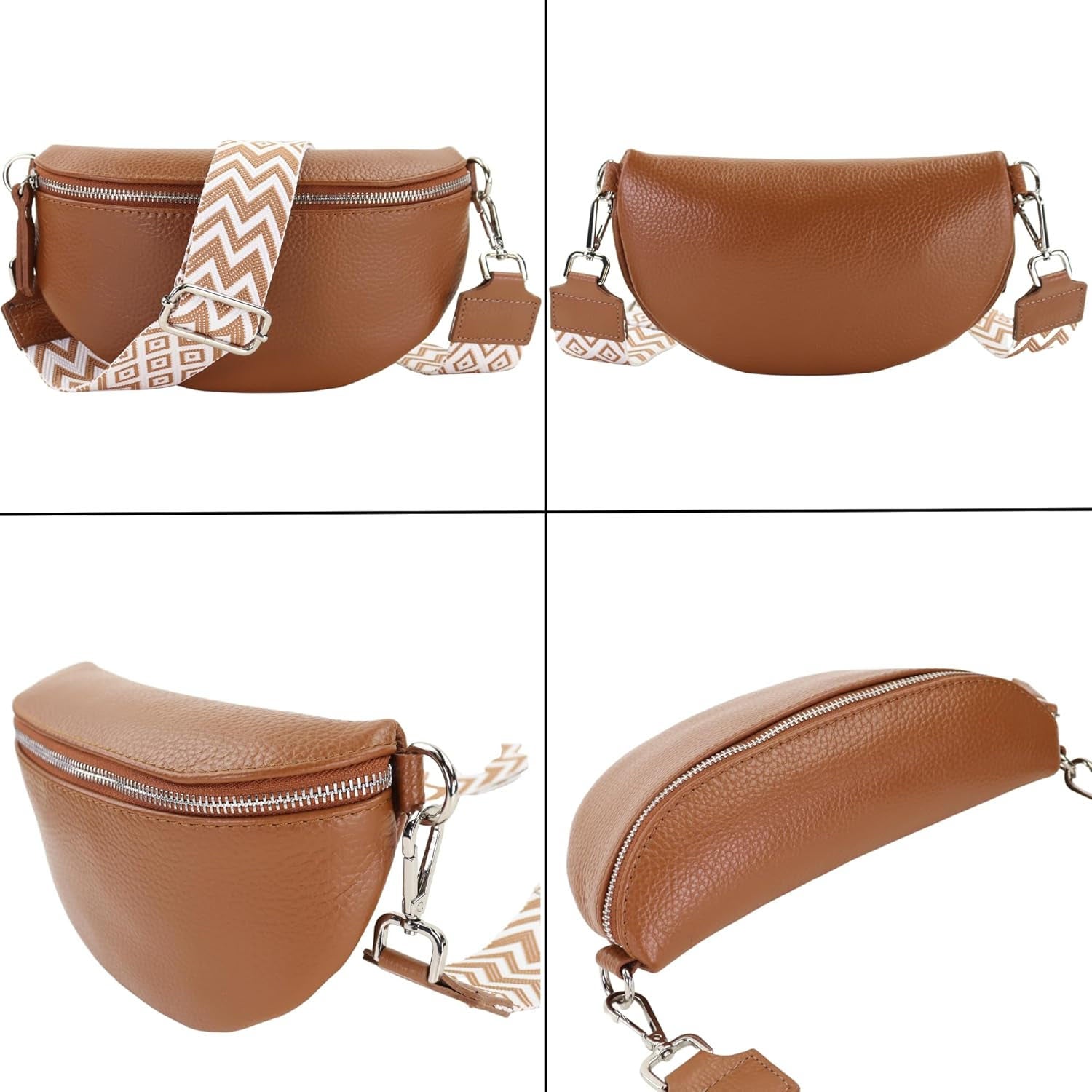 Premium Echtleder Damen Bauchtaschen Braun