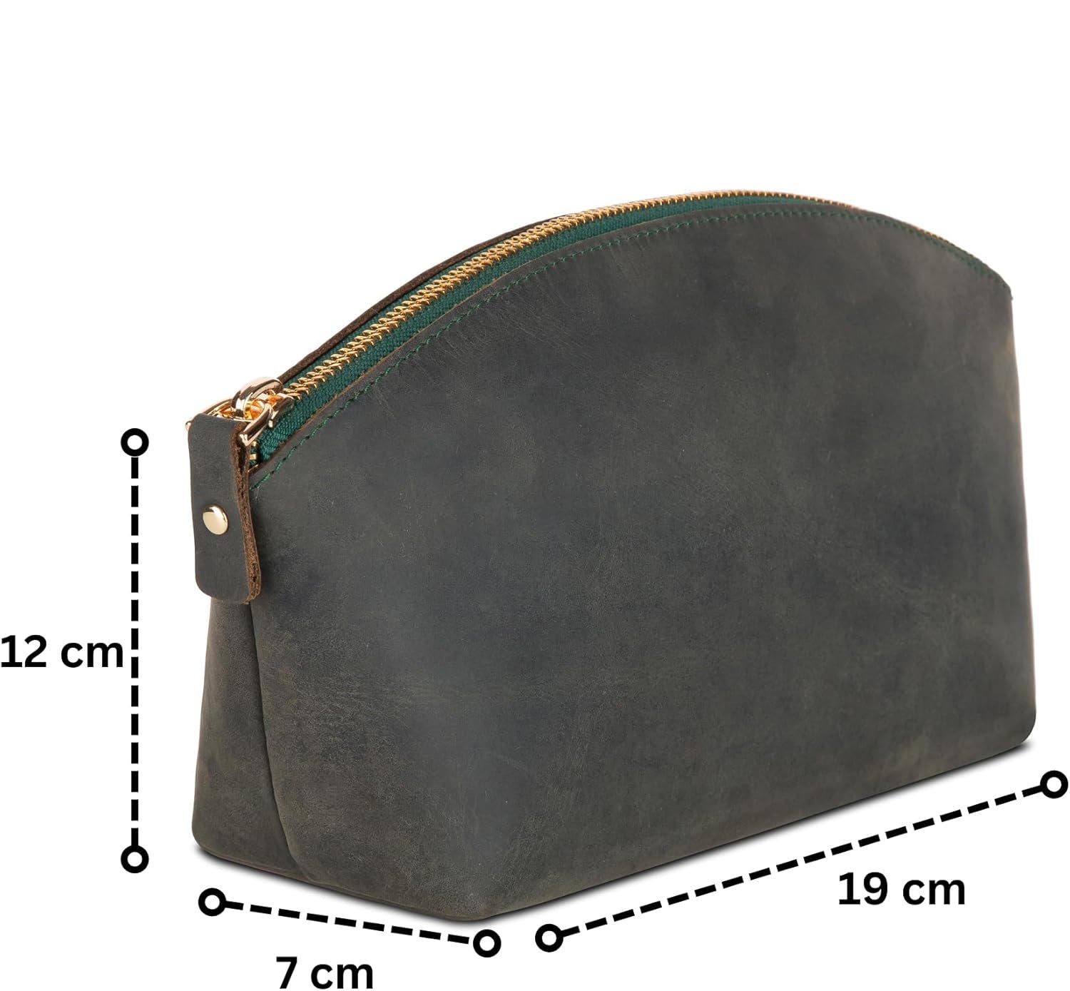 Premium Leder Kosmetiktasche Dunkel Grau