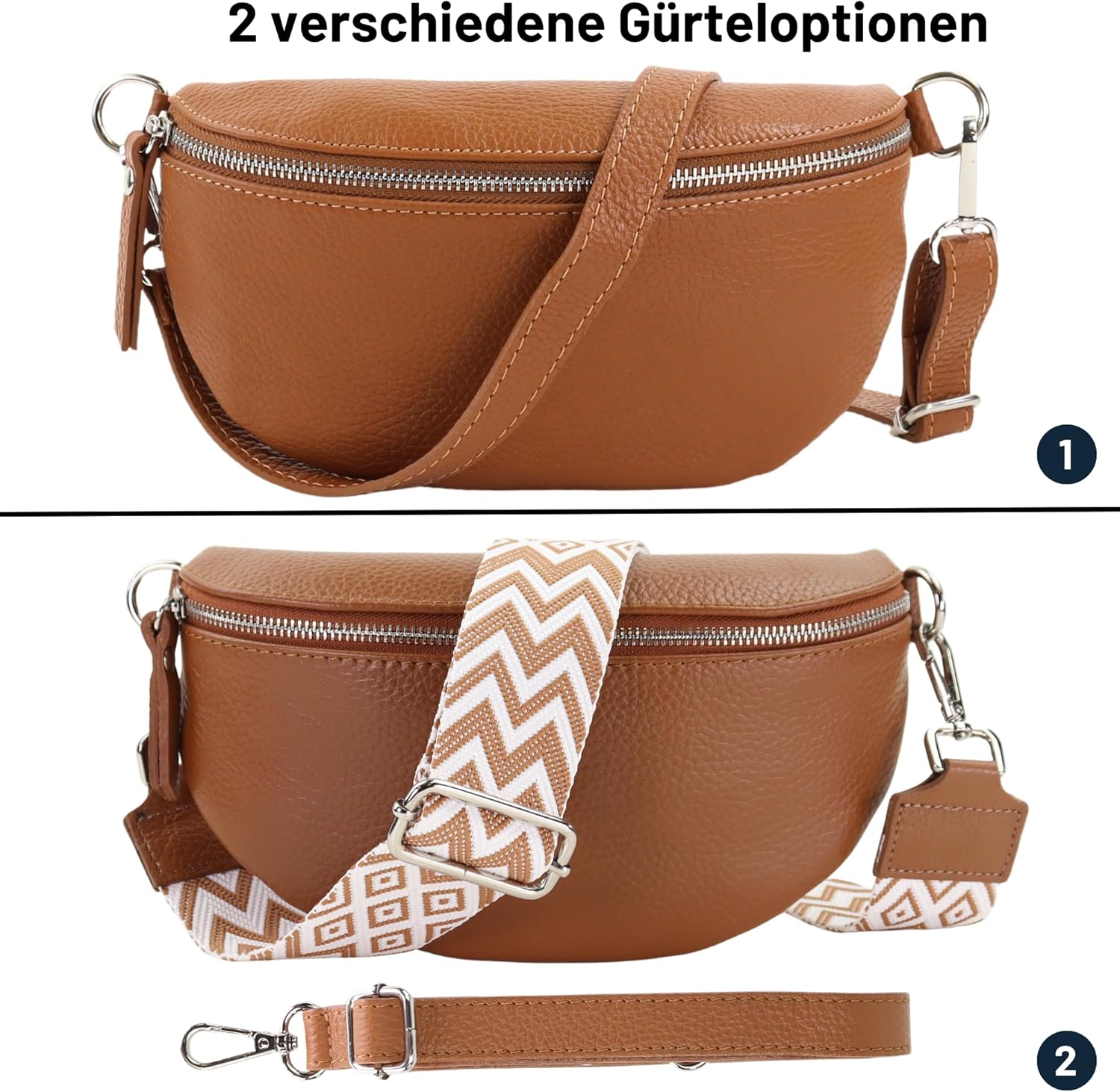 Premium Echtleder Damen Bauchtaschen Braun