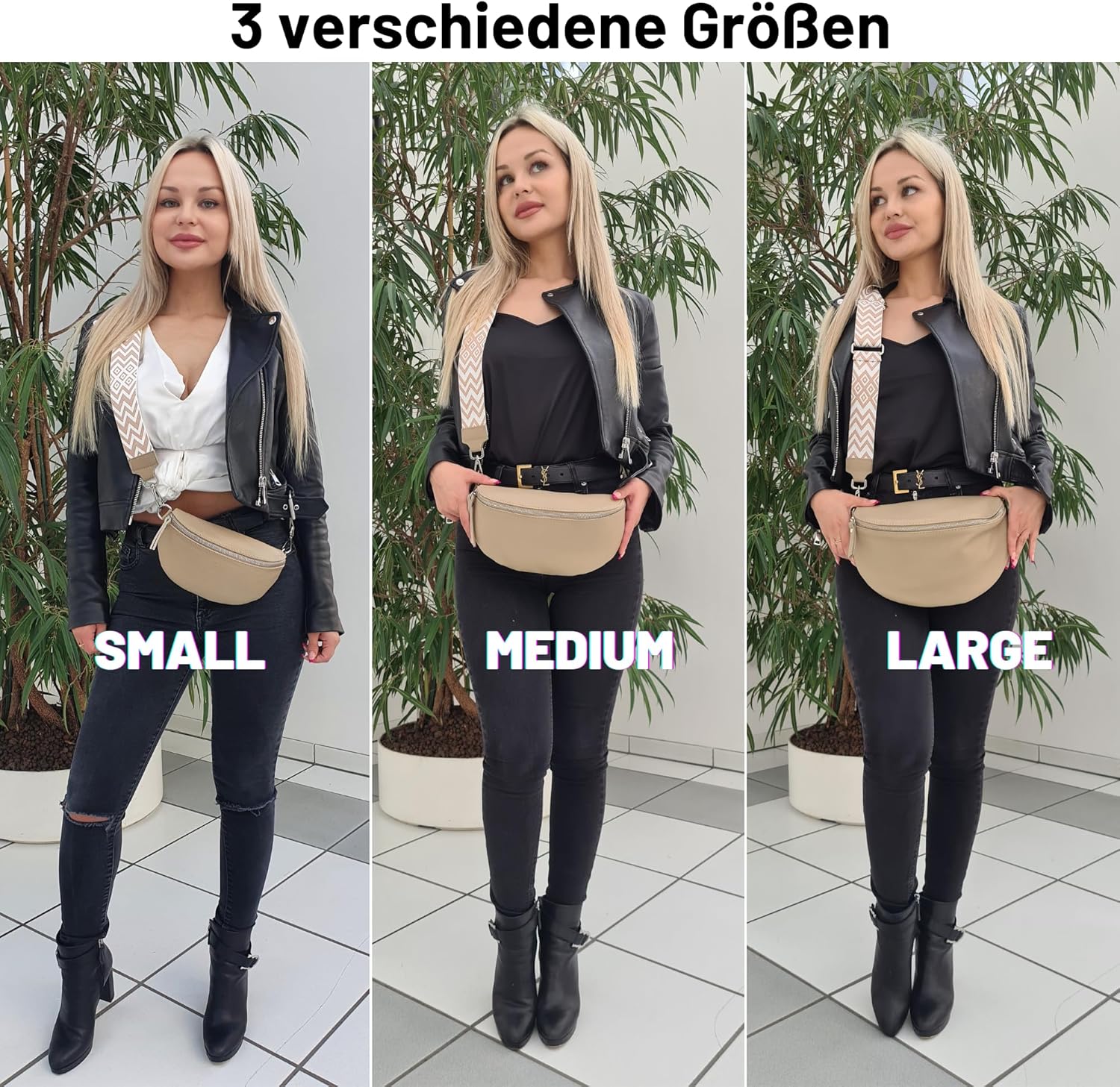 Premium Echtleder Damen Bauchtaschen Beige
