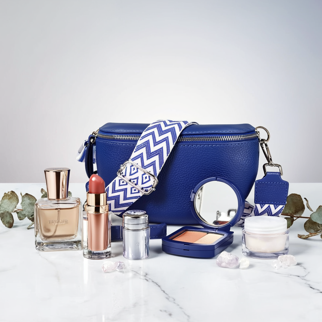 Premium Echtleder Damen Bauchtaschen Blau