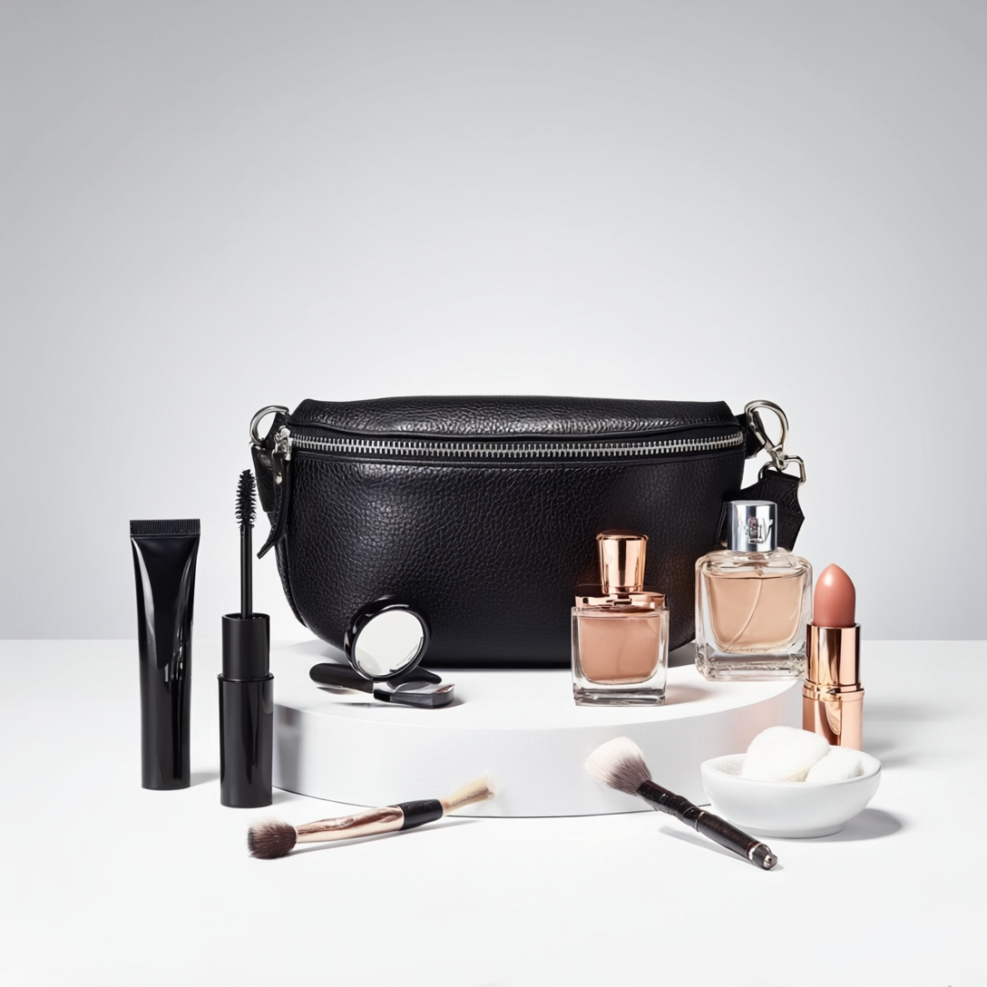 Premium Echtleder Damen Bauchtaschen Schwarz