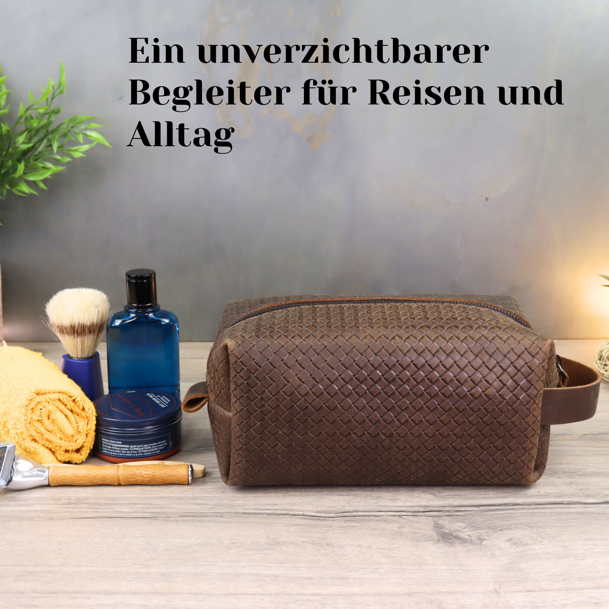 Echt Leder Herren Kulturbeutel