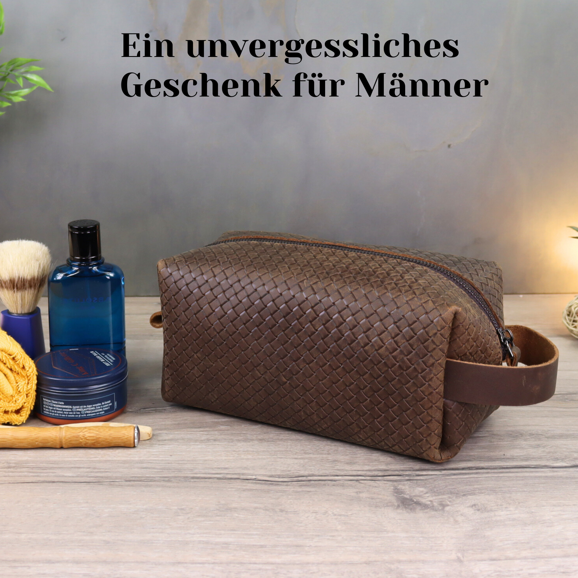 Echt Leder Herren Kulturbeutel