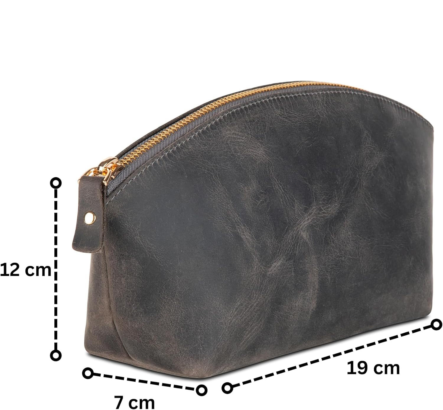 Premium Leder Kosmetiktasche Grau