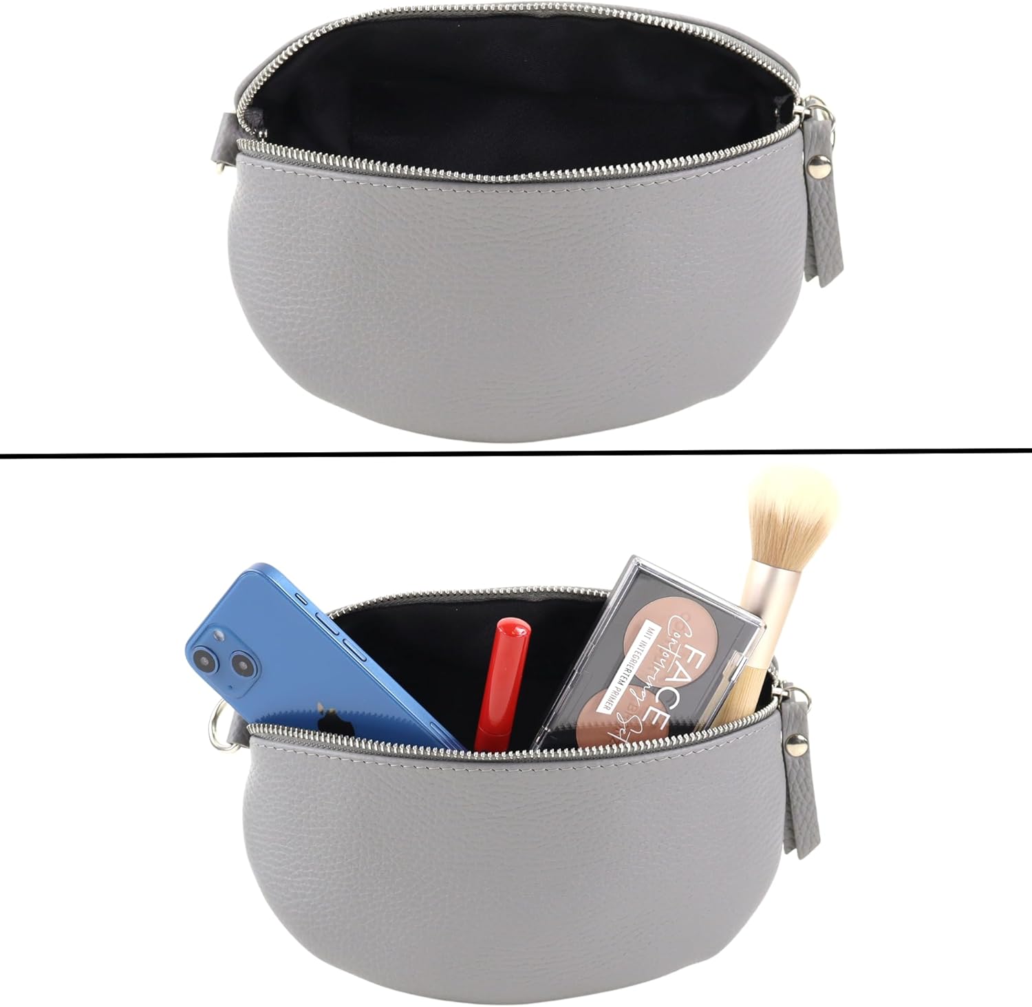 Premium Echtleder Damen Bauchtaschen Grau