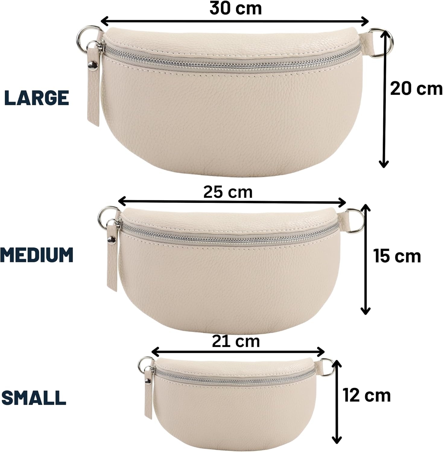 Premium Echtleder Damen Bauchtaschen creme