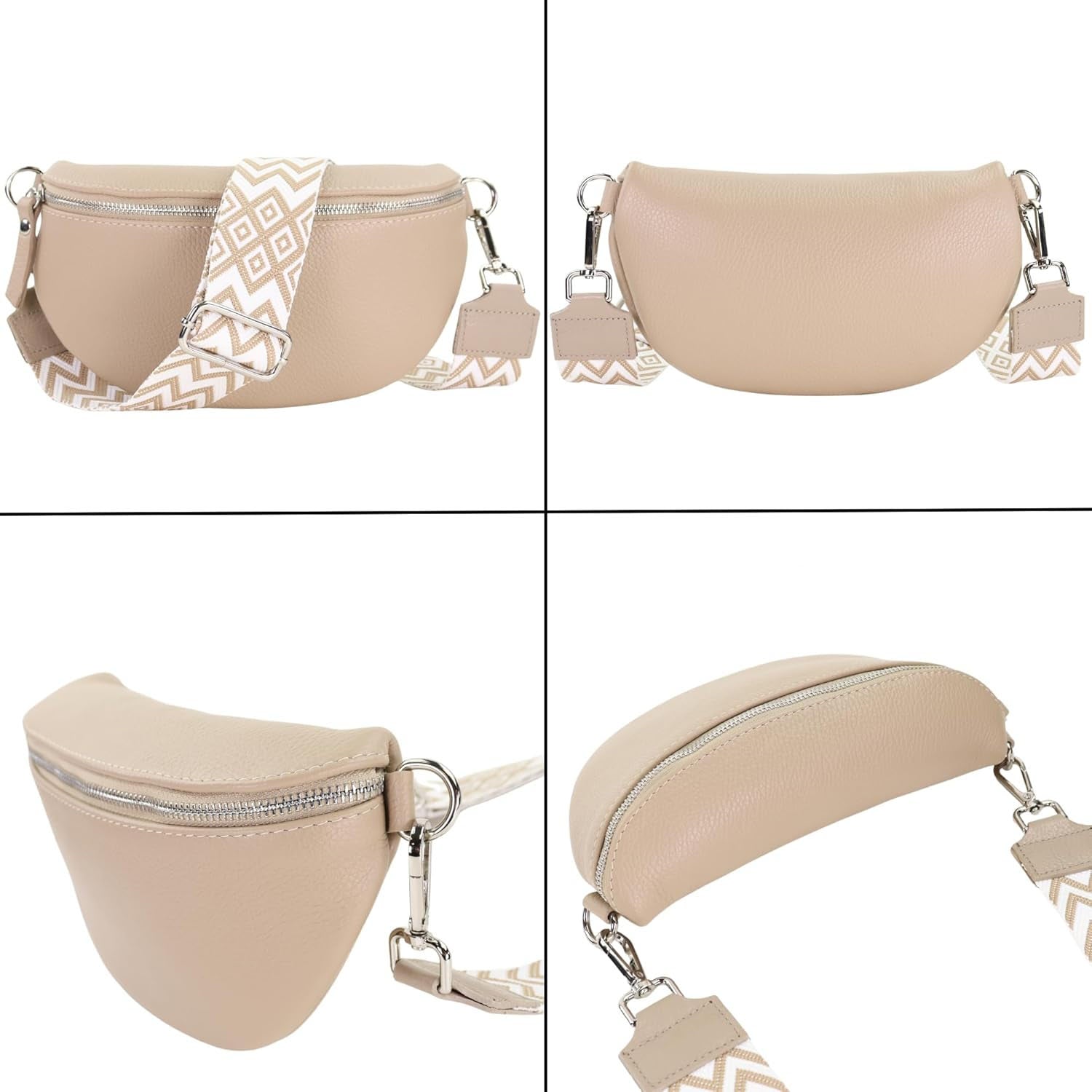 Premium Echtleder Damen Bauchtaschen Beige