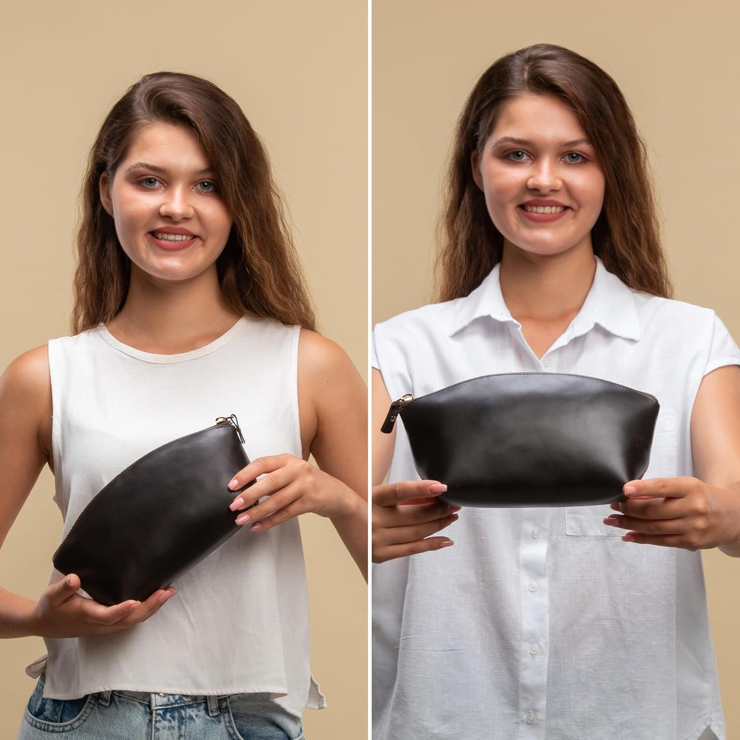 Premium Leder Kosmetiktasche Avanza Chestnut