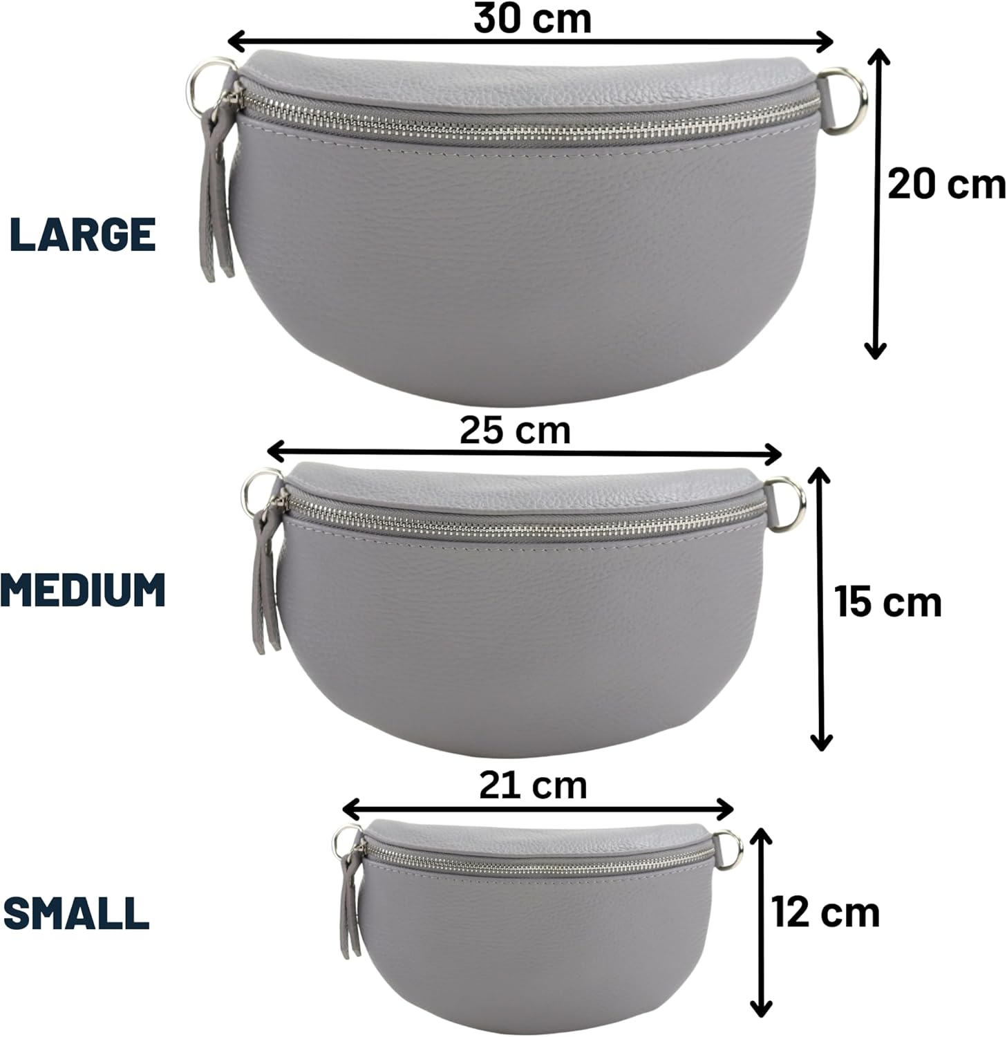 Premium Echtleder Damen Bauchtaschen Grau