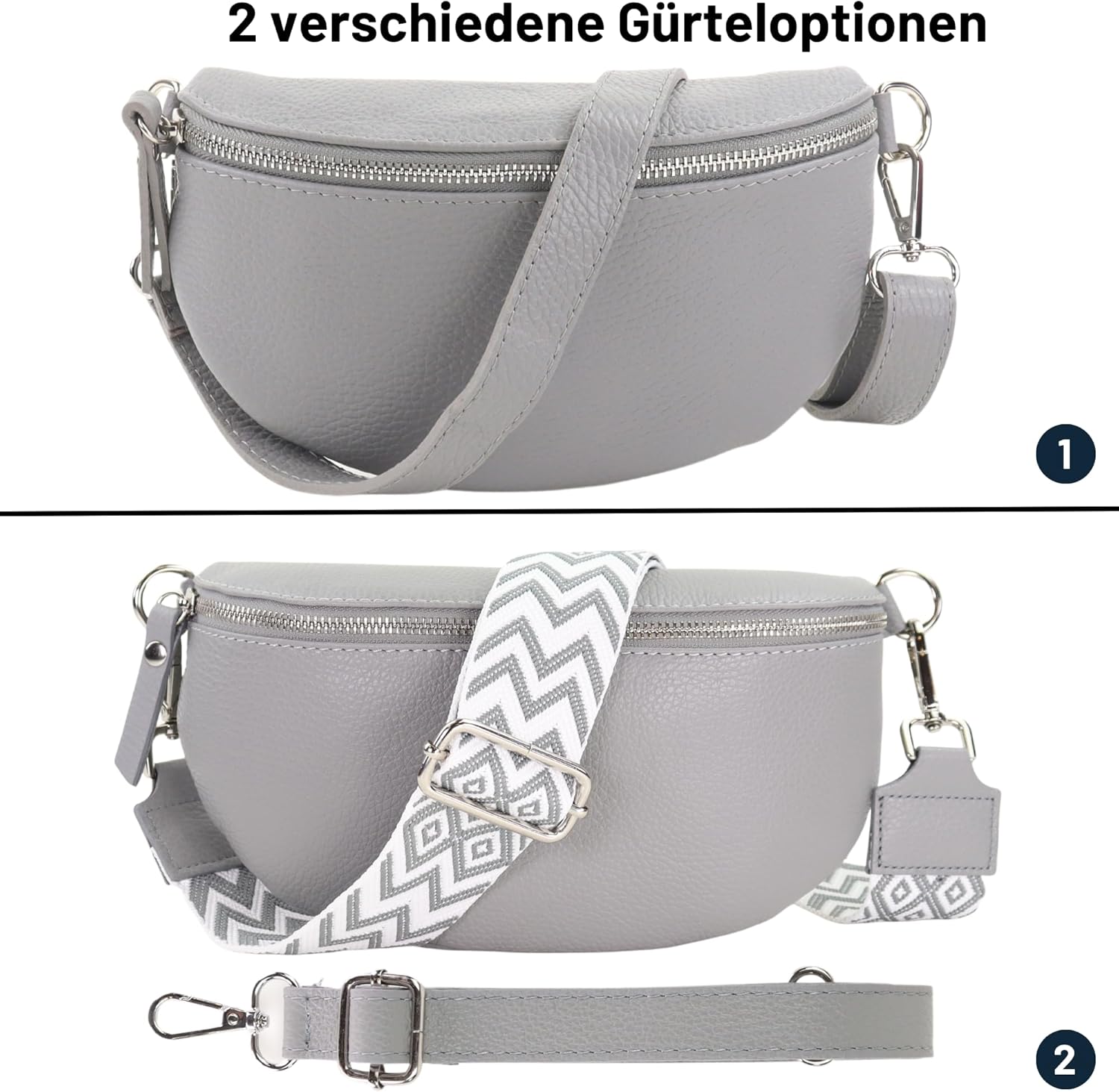Premium Echtleder Damen Bauchtaschen Grau