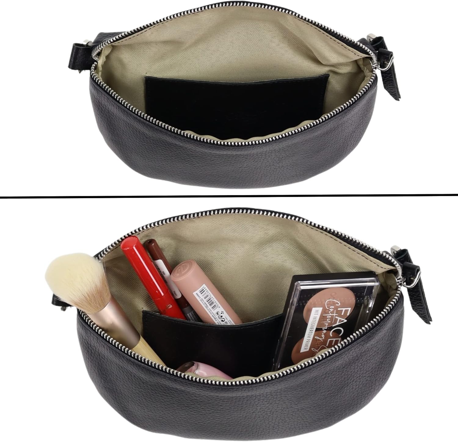 Premium Echtleder Damen Bauchtaschen Schwarz