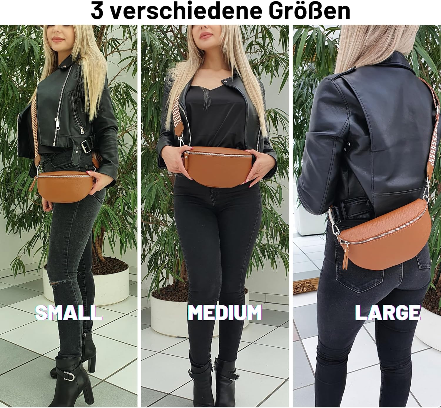 Premium Echtleder Damen Bauchtaschen Braun