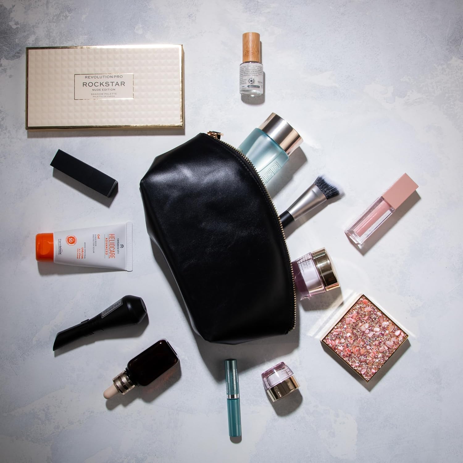 Premium Leder Kosmetiktasche Avanza Schwarz