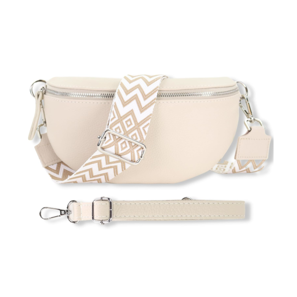 Premium Echtleder Damen Bauchtaschen creme
